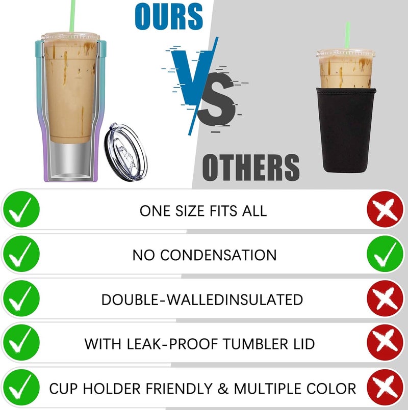 Niceyos Universal Iced Coffee Sleeve - Insulated Double Wall Reusable Stainless Steel Holder Sleeves Insulator for Cold Drinks Fits Small Medium Large To Go Cups Gifts for Men Women Him Her (Fairyland) - Image 4